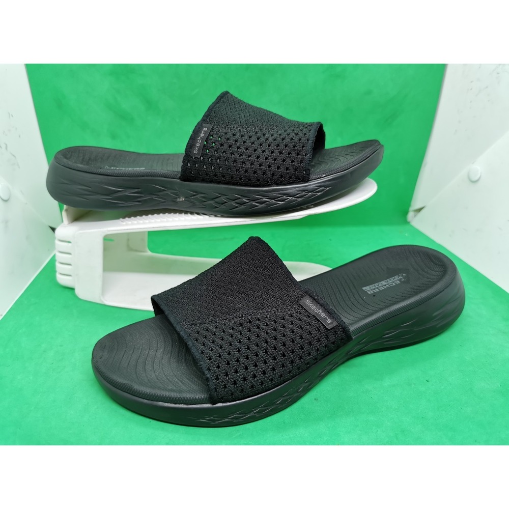 Skechers GOwalk Goga Mat Comfort Cushioned Women's Slide Sandals Black Size 8